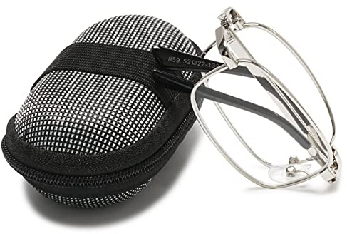 Lanomi Faltbare Lesebrille ohne Blaulichtfilter Damen Herren Metall Klappbar Sehhilfe Vollrand Lesehilfe Brille mit Etui