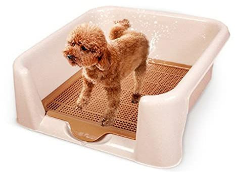 YANYUESHOP Indoor-Hunde-Welpen-Töpfchen, tragbares Haustier-Toilettentablett, Trainingspad-Halter mit Zaun, 1 l große Hundetoilette, 2 Größen optional