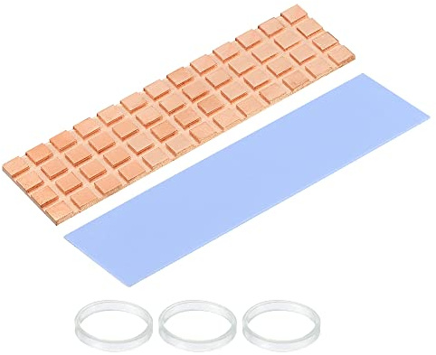 sourcing map Cuivre Radiateur 70x20x1.5mm avec Thermique Tampon et Caoutchouc Anneau pour M.2 SSD Mémoire, PC, Ordinateur portable Refroidisseur 1 Ensemble