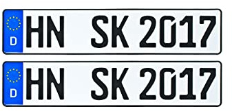 Schilderkröten KFZ-Kennzeichen 520x110mm, DIN-Zertifiziert für Fahrradträger und Auto (2 Stück)