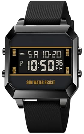 Forrader Orologio digitale sportivo da uomo impermeabile con sveglia, conto alla rovescia, doppia ora, cronometro, 12/24 ore, con retroilluminazione a LED