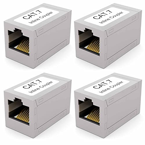 HB-DIGITAL 4x RJ45 LAN Kupplung CAT 7 Ethernet Netzwerk Verbinder Kabel Verlängerung für Netzwerkkabel, Patchkabel Adapter bis zu 10-Gigabit geschirmtes Doppelbuchse