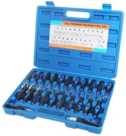 VKALTUL Auspinnwerkzeug kfz Set23-tlg terminal Removal Tool kit, Pin Werkzeug KFZ Stecker terminal ausbauwerkzeug mit Gummigriff Stärke Edelstahlspitze für Autoreparatur/Heimwerken