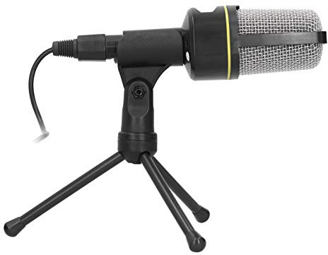 Studio Recroding Microphone, Computer Omnidirectional Condenser Microphone with Desktop Tripod, Plug and Play, 3.5mm Port, for Speech/Podcast (Black)
