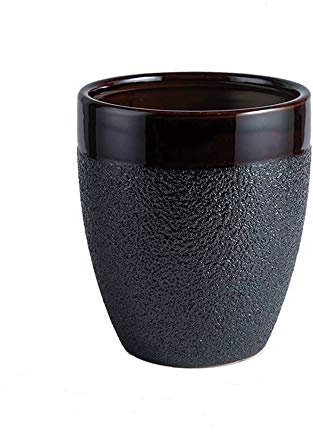 Großer einfacher Übertopf Zylindrischer Wohnzimmer-Blumentopf Keramik-Blumentopf Schwarz Klassische Innendekoration Blumentopf Kreativer Behälter Grüner Sukkulententopf mit Tablett (Size : 21cm*19c