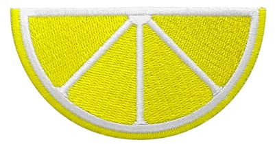 Urbanski Patch Zitrone Zitronenscheibe zum Aufbügeln 4,3 x 8 cm | Aufnäher Applikation Bügelbild
