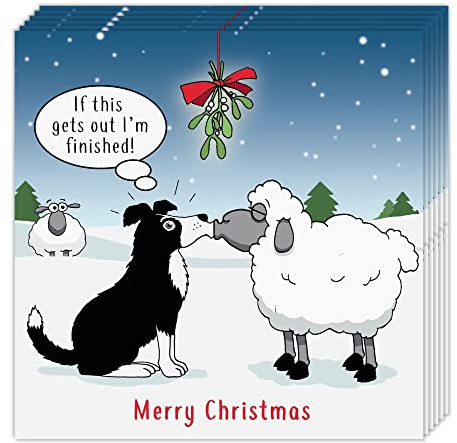 Twizler Lustige Weihnachtskarten 8 Stück - Schäferhund Antics Design - 8 Pack Weihnachtskarten - Frohe Weihnachten Hundekarten