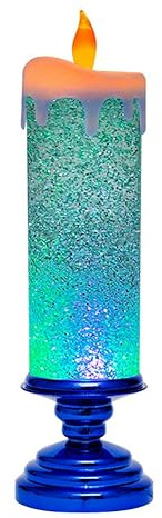Aliaga Velas LED de Navidad que cambian de color, vela de agua LED con purpurina sin llama, luces LED para mesa de escritorio, fácil de usar, azul