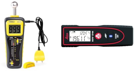 General Tools Moisture Meter MMD950 - Humidity Sensor - Pin Type/Pinless Device - Spherical Sensor & Leica DISTO E7100i 200ft Laser Distance Measure with Bluetooth, Black/Red