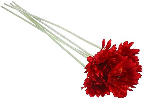 Künstliche Gerbera 5 Stück Rot aus Gewebe und Kunststoffrohr, Realistisch
