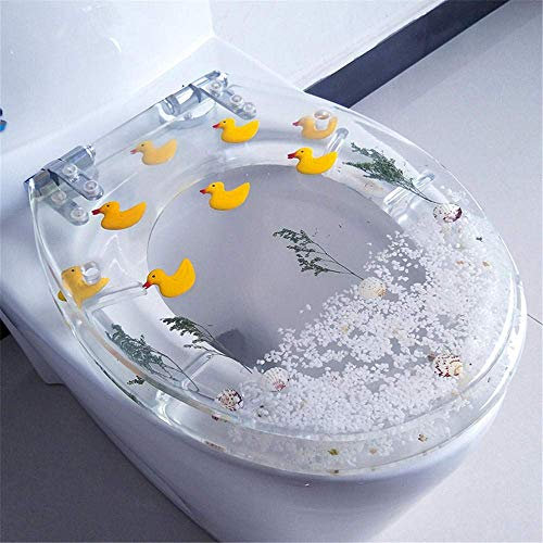 Toilet Seat Auto Lowering Toilet Lid Toilet Lid Urea Formaldehyde Resin Toilet Seat Patterned Toilet Seat Standard O V U Shape Universal-Transparent Yellow Duck