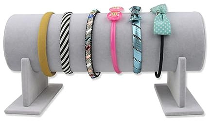 CALLARON Velvet Headband Holder and Hair Band Display Stand Grey, 30cm Length x 11cm Diameter Organizer for Hair Accessories Storage and Display