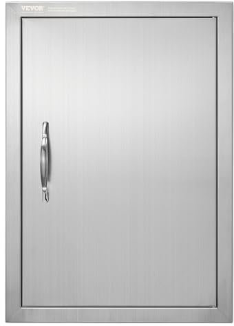 VEVOR Grillzugangstür, 432 x 610 x 46 mm, Einzelne Außenküchentür, Flächenbündig Montierte Edelstahltür, Vertikale Wandtür mit Griff, für Grillinsel, Grillstation, Außenschrank usw.