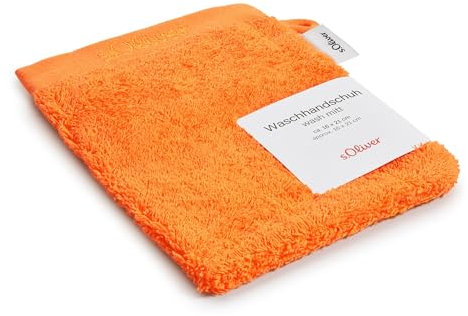 s.Oliver Waschlappen 16x21 cm - 100% Baumwolle, 600 g/m², weich & angenehm, Waschhandschuh orange