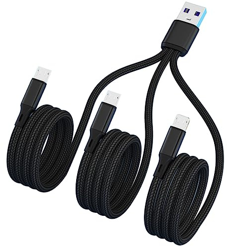 Câble de charge USB 2.0 Type-A mâle vers 3 micro USB mâles Câble de charge Répartiteur d'alimentation Cordon adaptateur 3 en 1 USB 2.0 USB-A mâle vers 3 micro USB Câble de charge pour trois appareils