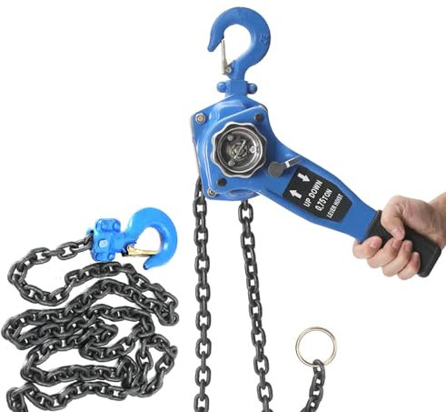NICCOO 0.75 Ton Chian Hoist Manual Lever Chain Hoist 3M 10ft Ratcheting Lever Block Chain Hoist Come Along Puller Pulley for Warehouse Garages