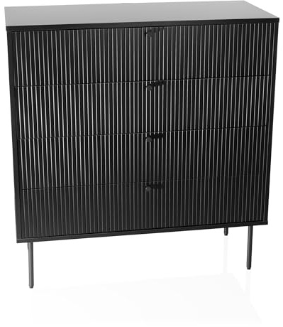 hjh LIVING Kommode mit 4 Schubladen KARBY K 90x40x95 cm, Schubladenschrank im Industrial-Stil, viel Stauraum, Schwarz