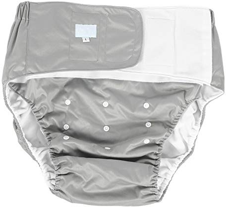 Vuxen blöjöverdrag, återanvändbart inkontinensblöjor för äldre underkläder med ren bomull Justerbart tvättbart för unisex äldre (501 gray)