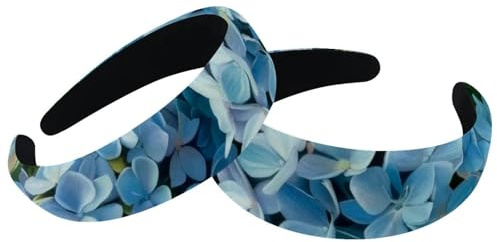 Lot de 2 bandeaux larges en velours pour femme, accessoires d'hortensias bleus vintage rembourrés, bandeaux de beauté pour filles