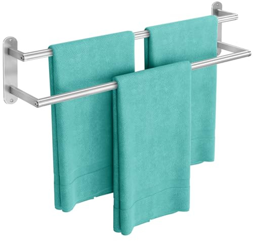 Towel Rack for Bathroom, Double Towel Bar 24Inch, Stainless Steel Bathroom Towel Holder, Double Towel Hanger Wall Mounted Towel Rod, Bathroom Towel Rack(Brushed Nickel)
