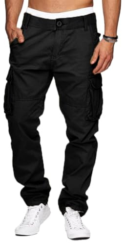 YAOHUOLE Mens Cargo Pants Combat Work Pants Military Tactical Trousers Casual Outdoor Trousers with Multi Pockets Black XXL-38