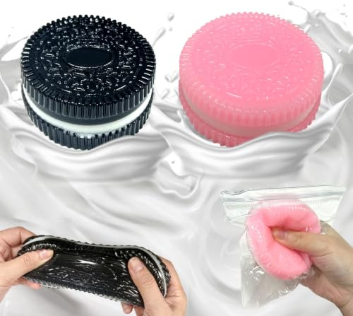 Squishy Kawaii, 2 Pcs Squishies Soft Squeeze Jouet Petits Biscuits à La Poudre Noire, Jouets Squishy, Lovely Kawaii Soft Sensory Toy, Récompense Fête pour Adultes