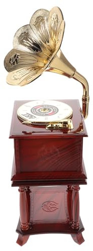 Toyvian Tisch-grammophon-spieluhr Antik Und Charmant Mit Schallplatte Und Mechanismus Klassisches Abspielgerät Für Schreibtischdekoration Vintage Instrument