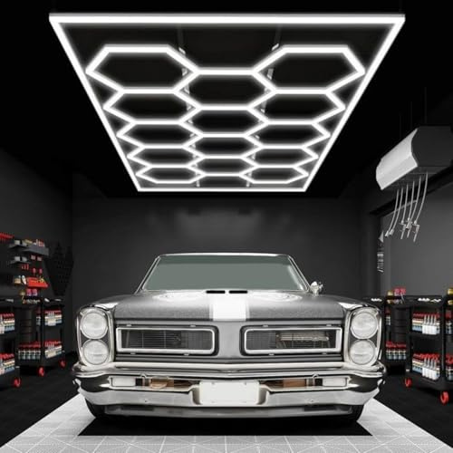 YuWangg hexagon led lamp, honeycomb led ceiling light, hexagonal garage lights, voltage 220v, power 672W, suitable for garages, car wash lighting and shopping malls