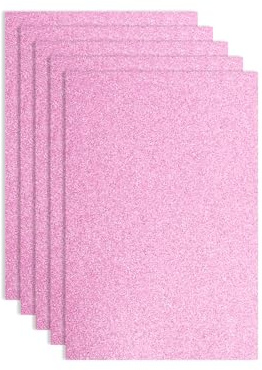 QUARKZMAN 5 Pack Feuilles Mousse Pailletées Roses, 8 x 12 Pouces Feuilles Mousse EVA Autoadhésives Papier Mousse Fin pour Bricolage, Projet DIY (1.5 mm D'Épaisseur)