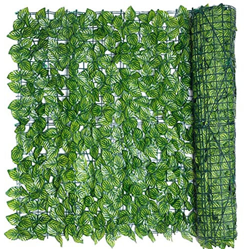 Treillis de feuilles artificielles pour jardin, balcon et terrasse - Panneau de clôture pour intimité - Treillage extensible avec feuilles artificielles - Vert