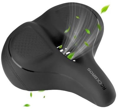 ROCKBROS Fahrradsattel Bequem Ergonomisch, Wasserdichtes PU-Leder mit Dicker Weicher, Stoßdämpfendes & Atmungsaktiv Sattel Für Heimtrainer, MTB, City-Bikes, E-Bikes