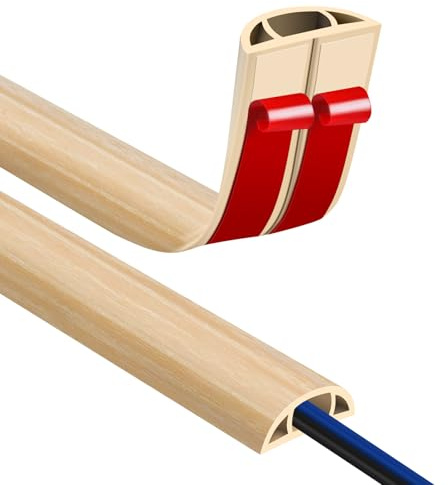 Canaletas para Cables Adhesivas, Madera Pasacables Suelo Goma, Canaleta Cables, para Uso en Oficinas, Escuela, Almacén, Conciertos, Etc, para Proteger Los Cables Evitar Riesgos deTropiezo