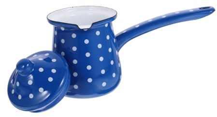 KICHOUSE Caffettiera Smaltata Compatta Retrò Contenitore Caffè Turco Multiuso Resistente e Facile Da Pulire Con Manico Ergonomico Design Vintage Per Caffè Latte e Tisane