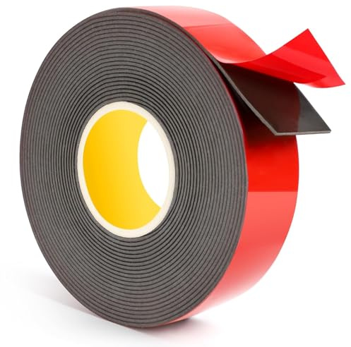Heavy Duty Double Sided Tape - 5m x 25mm x 2mm Extra Strong Mounting Tape, Waterproof Acrylic Foam for Automotive/Car, LED Strips, Home & Office Decor (Indoor/Outdoor Use)