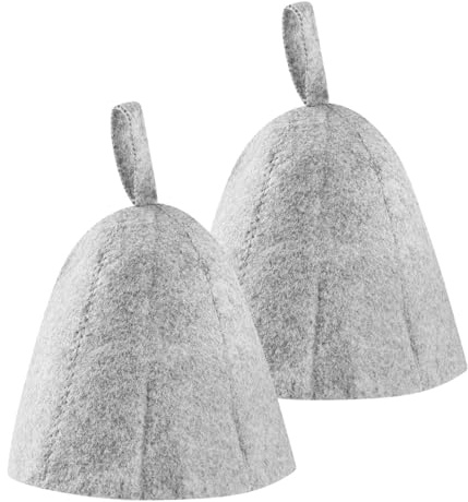 Lotsdonxia 2 Pcs Felted Sauna Hats for Women & Men – Natural Style Breathable Steam Bath Cap with Moisture-Wicking Design, Thermal Protection for Spa, Sauna & Hot Springs (Grey)