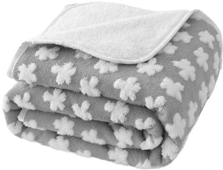 Amarrirose wasserdichte Hundedecke - 60x80cm, maschinenwaschbar, kuschelig weicher Bezug, kuschelige Wattierung, 3D texturierte Wolken, warme weiche Katzendecke, Grau