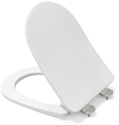 LOORMEI Toilet Seat,D Shaped Soft Close Toilet Seat with Quick Hinge Release for Easy Clean and Assemble，Simple Top Fixing Durable Plastic,Fits Standard D Shaped Toilet（46 * 36.3 * 5.3cm）