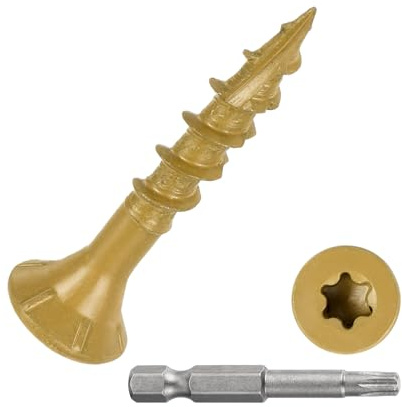 DTGN #8x1 Deck Screws - 200Pack - Good for Decks, Fences, Frames, Farms, Outdoor Furniture - Carbon Steel Wood Screws W/ T25 Torx Star Drive Bit - Tan