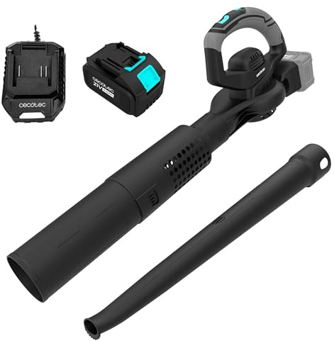 Cecotec Soffiatore di Foglie a Batteria 21V Airforce 2in1 Multifunction. 3000W, Velocità fino a 300km/h, Volume fino a 800m³/h, Velocità Regolabile, Leggero, Include Tubo Lungo e Tubo Largo