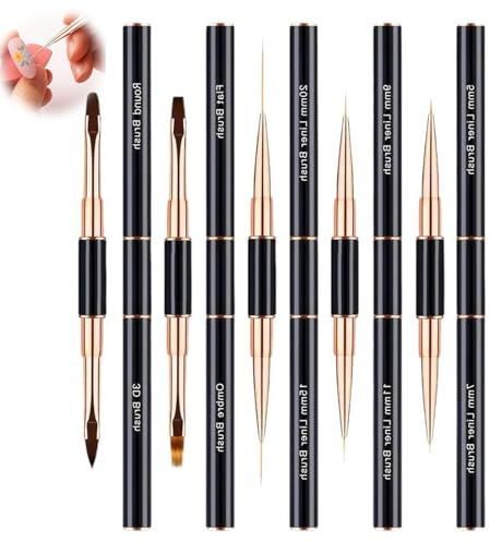 Girihe Nail Art Brushes, 5 pcs Nail Art Brush Set Beauty Gel Nail Art Polishing Fingernail Art Diy At Home,Nail Art Kit Ombre Brush 3D Brush Kits for Gel Polish Acrylic Nail Drawing