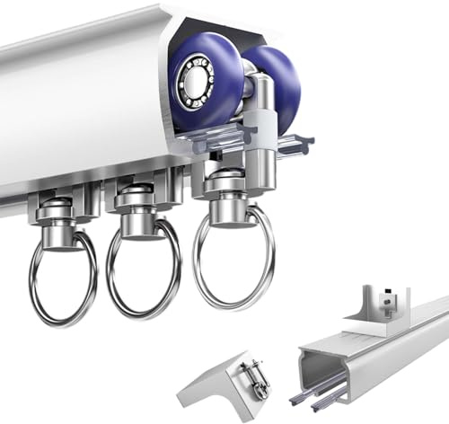 Bastone per tenda regolabile in alluminio resistente, 2,6 m e 2,8 m, sistema di binari per montaggio a soffitto/parete, ruote silenziose per uno scorrimento senza sforzo e un movimento fluido della