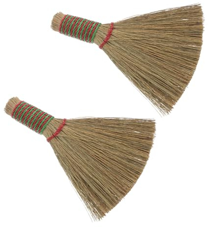 OUNONA 2pcs Mini Handheld Broom Small Table Sweeper Lightweight Cleaning Brush for Tea Trays Keyboards Home Kitchen Durable and Portable