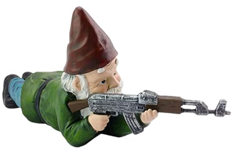 Garden Gnome Statue – Funny Battle Gnome Figurine For Outdoor Garden Decor – Weather-Resistant Sculpture For Lawn, Courtyard, Bedroom, Or Study – Resin Ornament For Home Or Yard