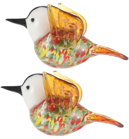 ULTECHNOVO 2 Pièces Décoration D'oiseau Volant en Verre à Suspendre Ornement pour Jardin De Figurines Suspendues pour Décoration Intérieure