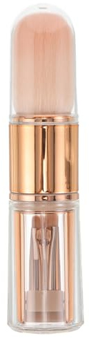 CALLARON Bärbar 5-i-1 makeupborste bärbar borste för smink Skönhetsmake-up borstverktyg makeupborste utdragbar ögonskugga borste 5-i-1 kosmetisk silikon Rose Gold