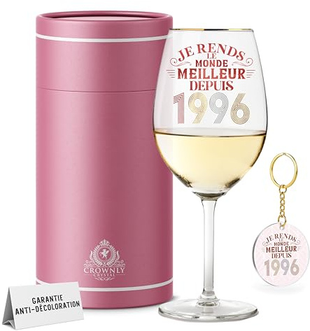 CROWNLY CRYSTAL® 1996 30 Ans Cadeau Femme Verre À Vin Personnalisé Décoration Anniversaire Idée Cadeau Femme Soeur Meilleure Amie