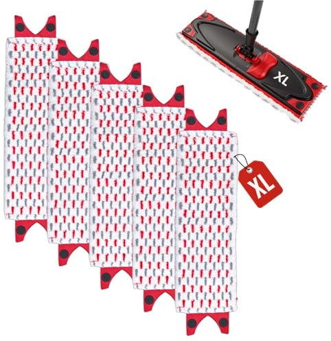 5 Pezzi Ricambi Mocio per XL, Mocio Ricambio Microfibra, Straccio Pavimenti, per Pulizia dei Pavimenti, Assorbe Facilmente Sporco