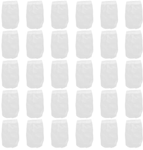 NIYANGLE Lot de 30 Chaussettes Filtrantes pour Piscine en Nylon Super Élastique, Pochettes à Panier pour Skimmer, Accessoires de Nettoyage pour Piscines, Filtres Réutilisables Blancs,