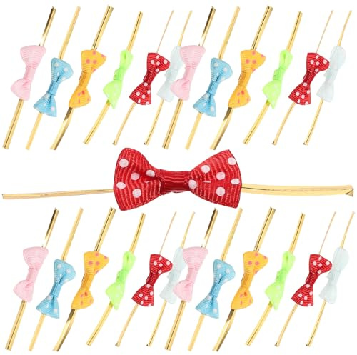Amosfun Polyester Schleifen Drehverschlüsse 100 Stück Vielseitige Verschlussclips für Backwaren und Snacktüten für Gastgeschenke und Selbstgemacht Verpackungen Zufällige Farbe