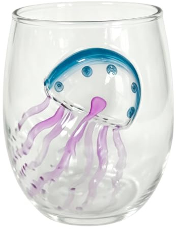 Genérico Vaso Para Beber De Animales Marinos 3D, Copa De Vino De Pulpo (D) | Inspirada En Animales Marinos, Cristalería Artesanal De Pulpo Con Anillos Azules, Copas De Vino Sin Tallo, Para El Hogar, Bar